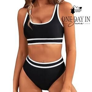 Blooming Jelly High Waist Crop Bikini Swimsuit Size L